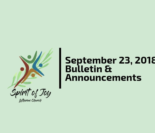 September 23, 2018 Bulletin & Announcements