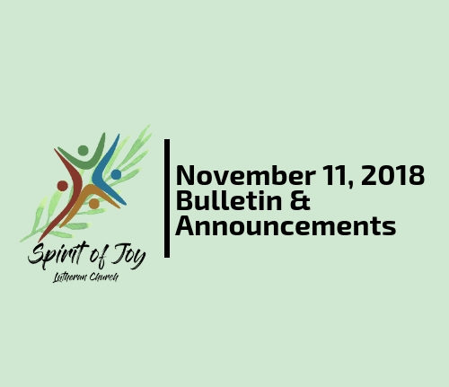 November 11, 2018 Bulletin & Announcements